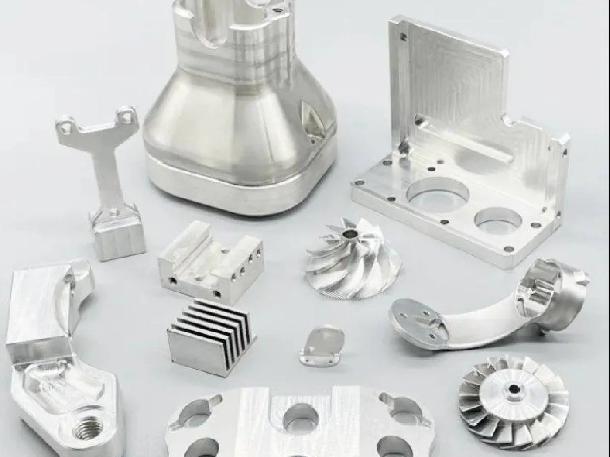 cnc-machined-aluminum-alloy-parts-collection - likundacnc.com 多款铝合金 CNC 精密加工成品零件展示,包含叶轮、壳体、散热件、支架等非标结构件
