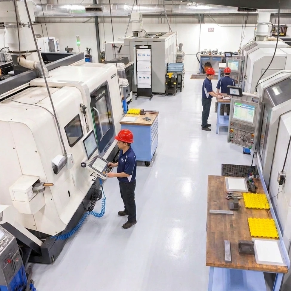 cnc-machining-workshop-qingdao-likunda-factory - likundacnc.com 青岛利坤达CNC加工工厂生产车间和数控设备