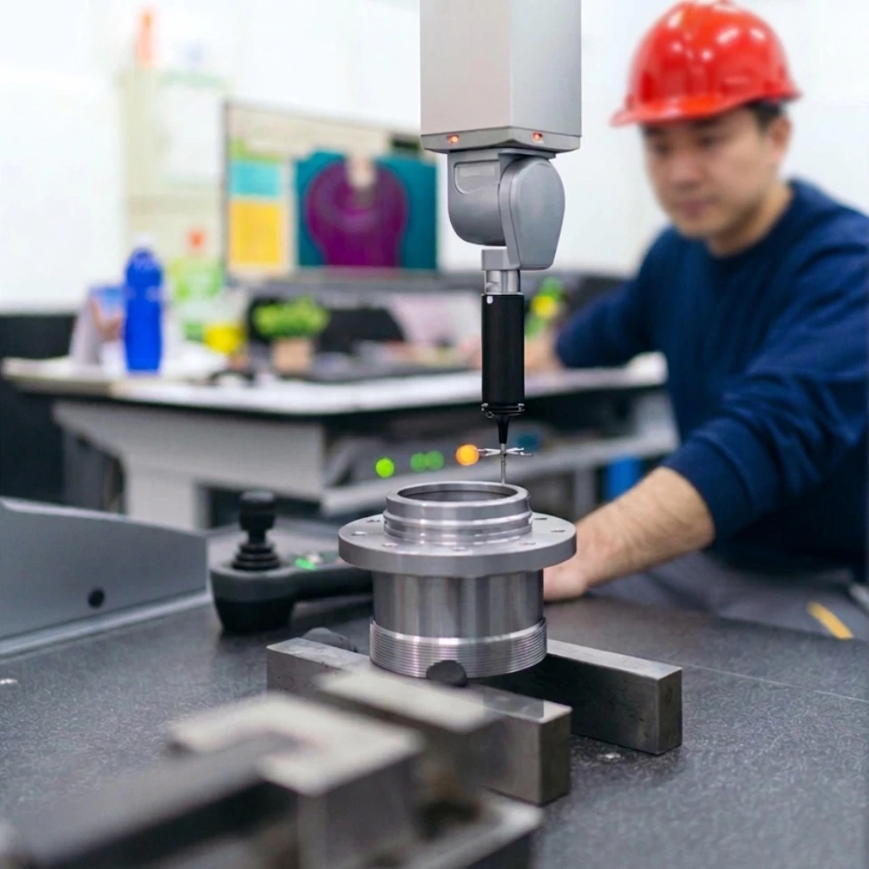 quality-inspection-cmm-measuring - likundacnc.com 工程师使用检测设备进行CNC零件质量检测
